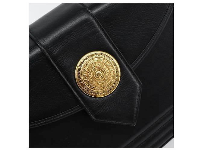 SAINT LAURENT Borsa a mano in pelle nera e oro Auth mr1566 Nero D'oro - vista 19