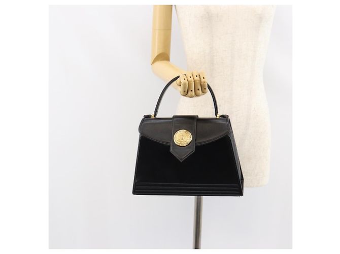 SAINT LAURENT Borsa a mano in pelle nera e oro Auth mr1566 Nero D'oro - vista 24