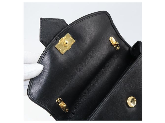 SAINT LAURENT Borsa a mano in pelle nera e oro Auth mr1566 Nero D'oro - vista 9