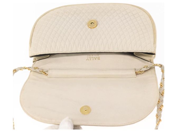 BALLY Borsa a Spalla a Catena Pelle Bianca Oro Auth bs31196 Bianco D'oro - vista 10