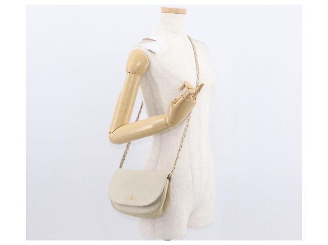 BALLY Borsa a Spalla a Catena Pelle Bianca Oro Auth bs31196 Bianco D'oro - vista 21