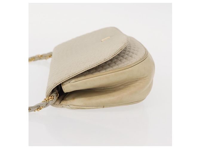 BALLY Borsa a Spalla a Catena Pelle Bianca Oro Auth bs31196 Bianco D'oro - vista 4