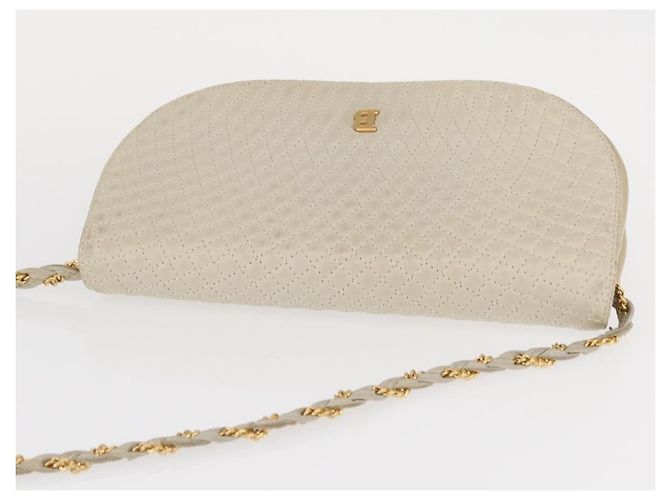BALLY Borsa a Spalla a Catena Pelle Bianca Oro Auth bs31196 Bianco D'oro - vista 6