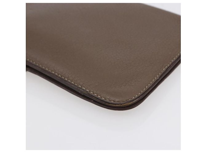 Hermès HERMES Dogon Duo GM Geldbörse Leder Grau Auth BA8060 Braun - Ansicht 15