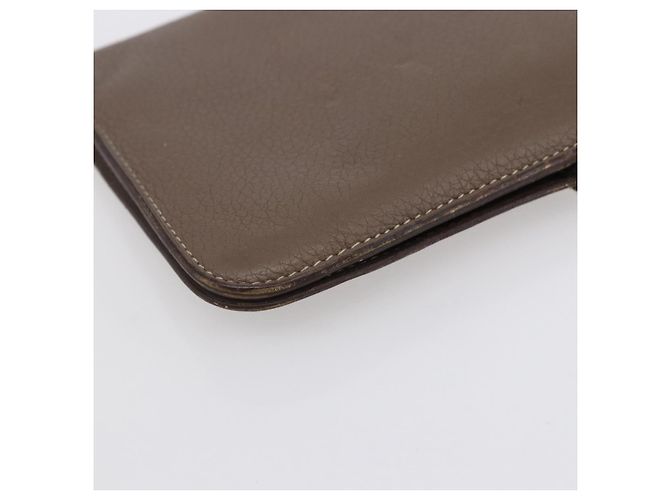 Hermès HERMES Dogon Duo GM Geldbörse Leder Grau Auth BA8060 Braun - Ansicht 16