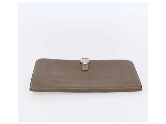 Hermès HERMES Dogon Duo GM Geldbörse Leder Grau Auth BA8060 Braun - Ansicht 5
