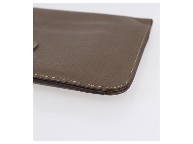 Hermès HERMES Dogon Duo GM Geldbörse Leder Grau Auth BA8060 Braun - Ansicht 7