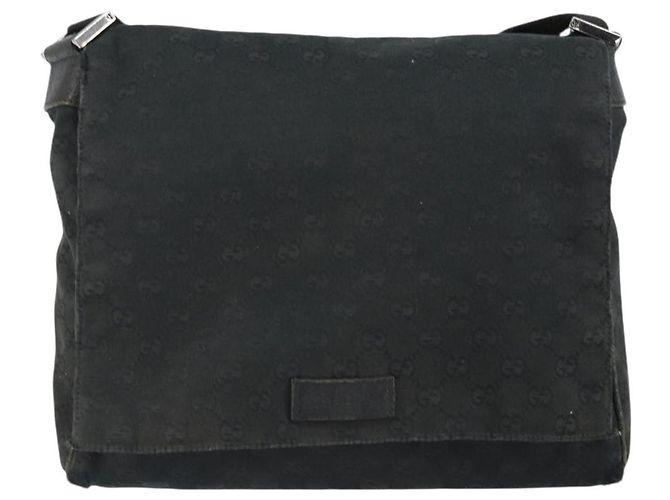Borsa a Spalla GG Canvas Gucci Nera Argento 146236 Auth 151273 Nero - vista 13