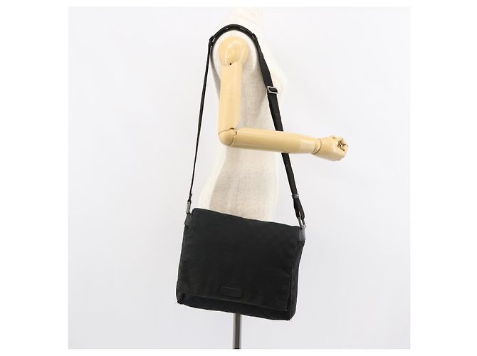 Borsa a Spalla GG Canvas Gucci Nera Argento 146236 Auth 151273 Nero - vista 24