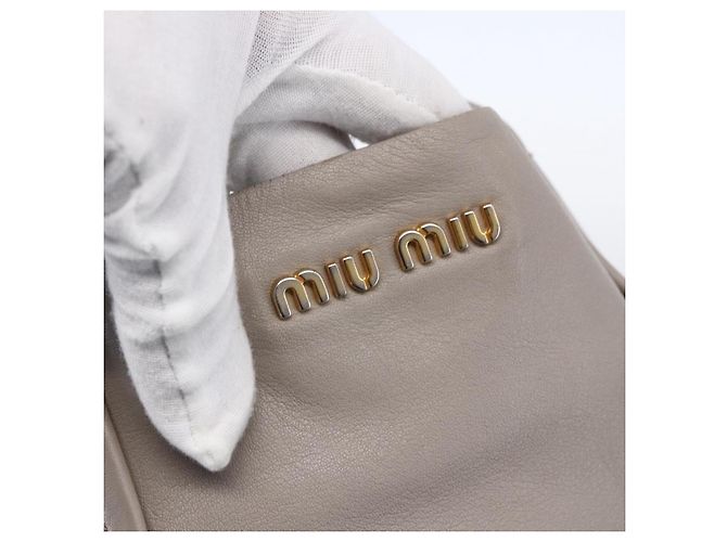 Borsa Tote Miu Miu in pelle nera e grigia Auth BA8020 Marrone Nero - vista 10