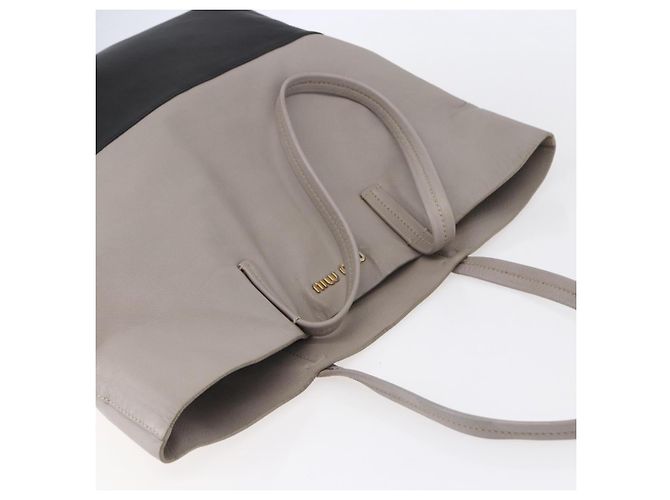 Borsa Tote Miu Miu in pelle nera e grigia Auth BA8020 Marrone Nero - vista 6