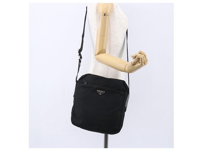 Borsa a Spalla PRADA Nylon Nero Argento Autentica ka123 - vista 25