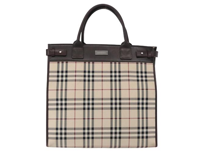 BURBERRY Nova Check Handtasche aus Canvas Beige Silber Authentisch ka042 - Ansicht 13
