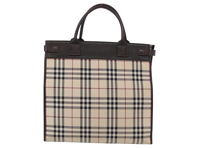 BURBERRY Nova Check Handtasche aus Canvas Beige Silber Authentisch ka042 - Ansicht 3
