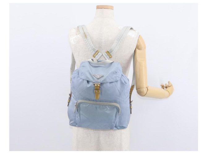 PRADA Backpack Nylon Light Blue Silver Auth 152634 Silvery - view 30