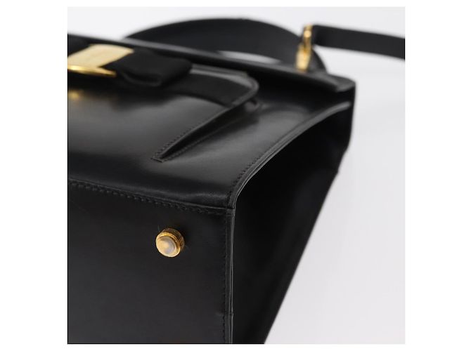 Borsa a mano Vala in pelle 2 in 1 nera e oro Auth BA7663 di Salvatore Ferragamo Nero D'oro - vista 16