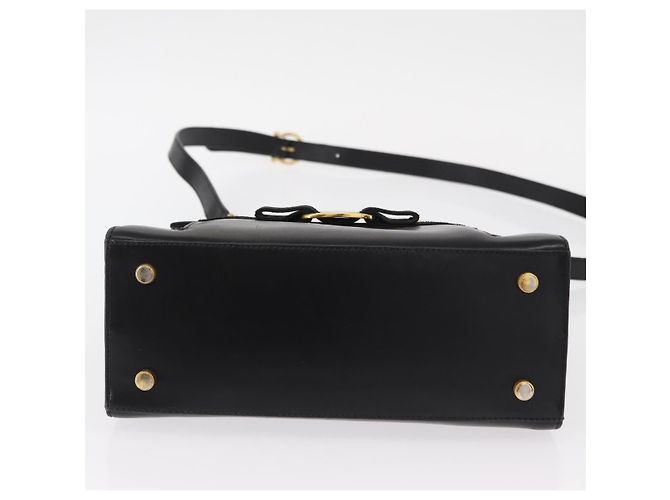 Borsa a mano Vala in pelle 2 in 1 nera e oro Auth BA7663 di Salvatore Ferragamo Nero D'oro - vista 5