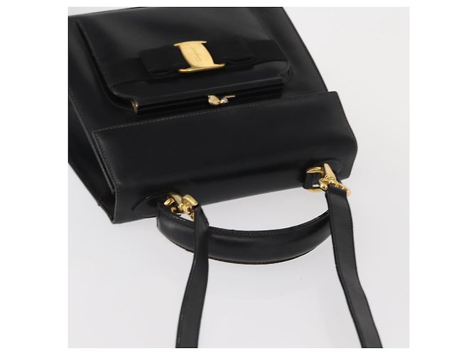 Borsa a mano Vala in pelle 2 in 1 nera e oro Auth BA7663 di Salvatore Ferragamo Nero D'oro - vista 6