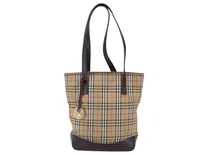 Burberry Borsa a spalla in tela Nova Check beige e oro Auth SW1853 D'oro - vista 13