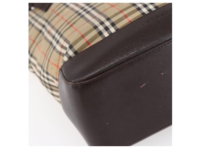 Burberry Borsa a spalla in tela Nova Check beige e oro Auth SW1853 D'oro - vista 14
