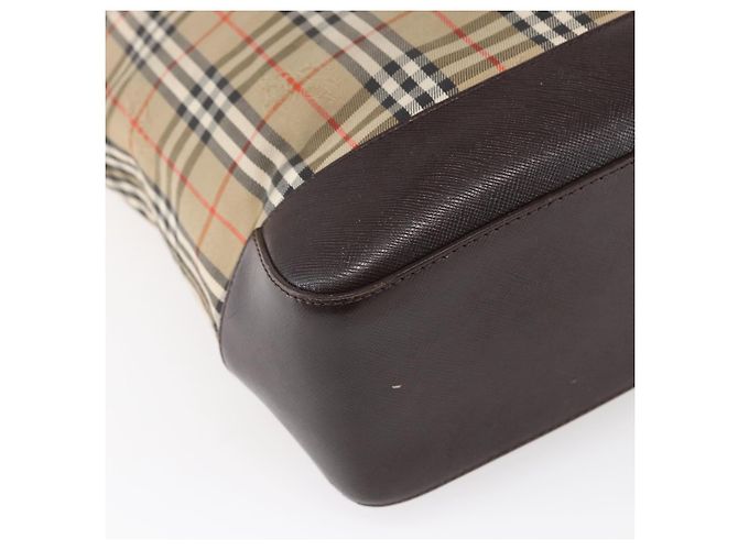 Burberry Borsa a spalla in tela Nova Check beige e oro Auth SW1853 D'oro - vista 16