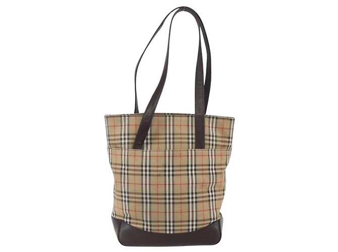 Burberry Borsa a spalla in tela Nova Check beige e oro Auth SW1853 D'oro - vista 2