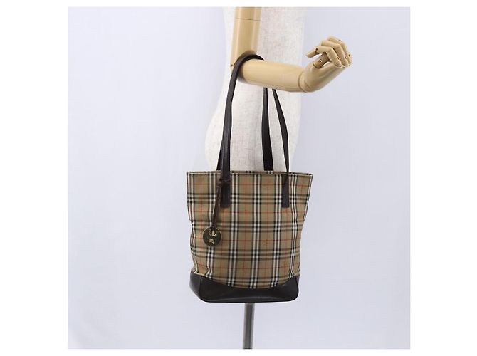 Burberry Borsa a spalla in tela Nova Check beige e oro Auth SW1853 D'oro - vista 22