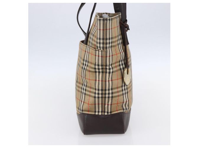 Burberry Borsa a spalla in tela Nova Check beige e oro Auth SW1853 D'oro - vista 3