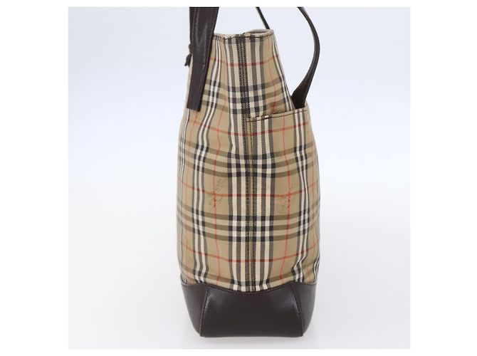 Burberry Borsa a spalla in tela Nova Check beige e oro Auth SW1853 D'oro - vista 4