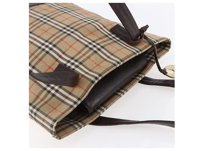 Burberry Borsa a spalla in tela Nova Check beige e oro Auth SW1853 D'oro - vista 6