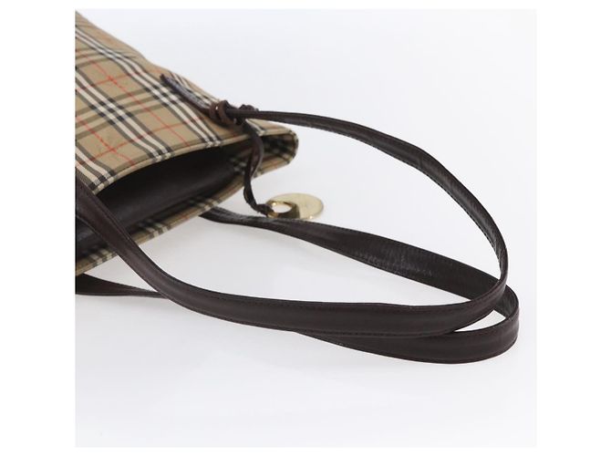 Burberry Borsa a spalla in tela Nova Check beige e oro Auth SW1853 D'oro - vista 7