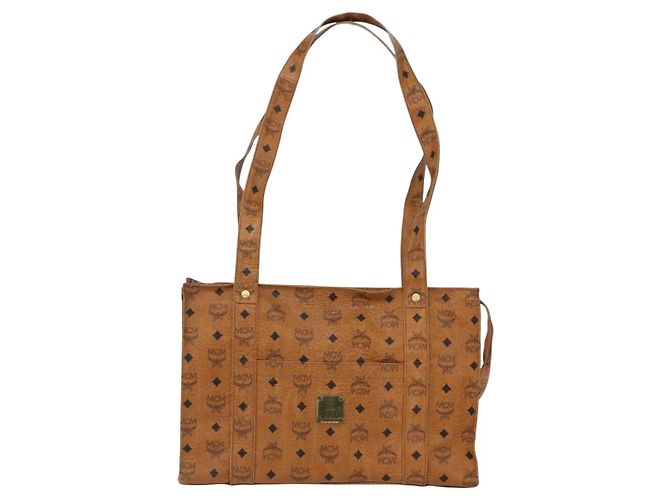 Borsa tote MCM Logogram Vicetos in pelle PVC marrone e oro Auth bs31442 D'oro - vista 2