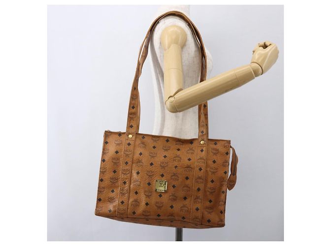 Borsa tote MCM Logogram Vicetos in pelle PVC marrone e oro Auth bs31442 D'oro - vista 22
