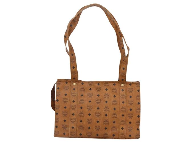 Borsa tote MCM Logogram Vicetos in pelle PVC marrone e oro Auth bs31442 D'oro - vista 3