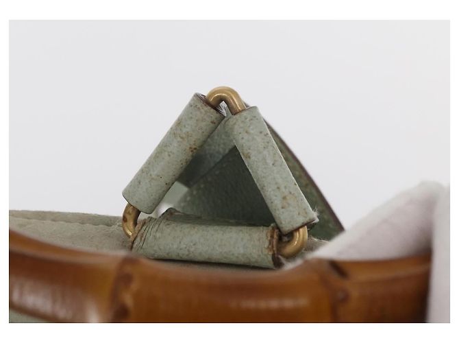 Bamboo Zaino in Bambù GUCCI Camoscio Blu Chiaro Oro 003 2058 0016 Auth 151681 D'oro - vista 10