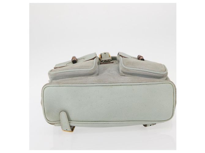 Bamboo Zaino in Bambù GUCCI Camoscio Blu Chiaro Oro 003 2058 0016 Auth 151681 D'oro - vista 13
