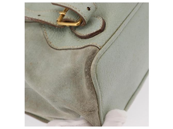 Bamboo Zaino in Bambù GUCCI Camoscio Blu Chiaro Oro 003 2058 0016 Auth 151681 D'oro - vista 16