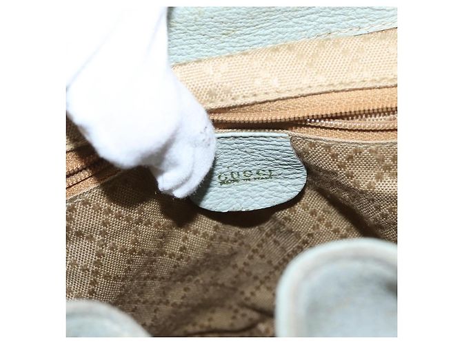 Bamboo Zaino in Bambù GUCCI Camoscio Blu Chiaro Oro 003 2058 0016 Auth 151681 D'oro - vista 20