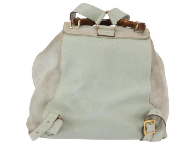 Bamboo Zaino in Bambù GUCCI Camoscio Blu Chiaro Oro 003 2058 0016 Auth 151681 D'oro - vista 3