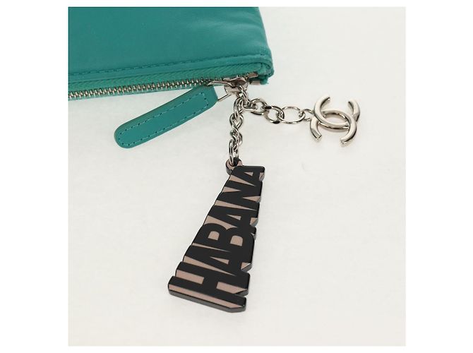CHANEL Clutch aus Lammleder Smaragdgrün CC Auth 154047V - Ansicht 14