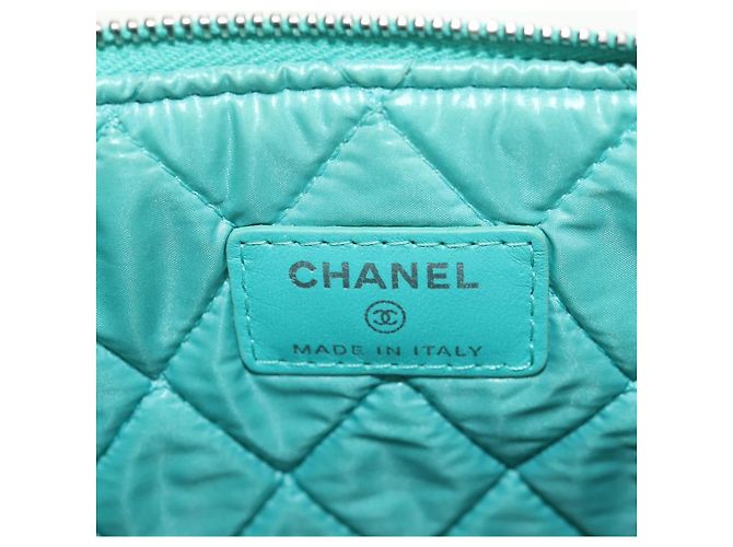 CHANEL Clutch aus Lammleder Smaragdgrün CC Auth 154047V - Ansicht 15