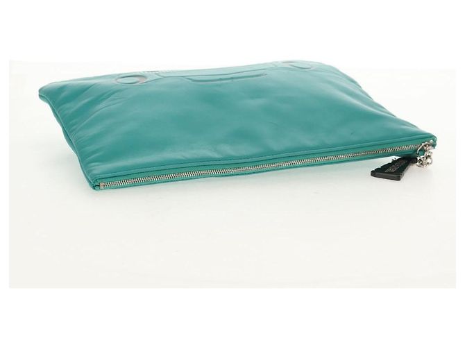CHANEL Clutch aus Lammleder Smaragdgrün CC Auth 154047V - Ansicht 6