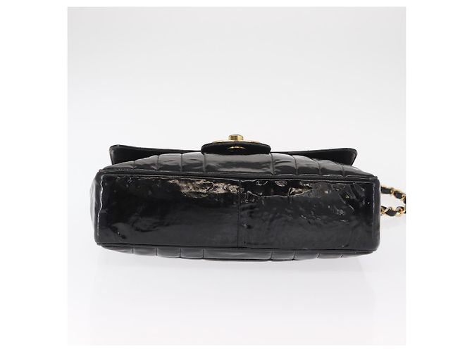 CHANEL Mademoiselle Borsa a Spalla con Catena Smalto Nero Oro CC Auth ka422 - vista 10