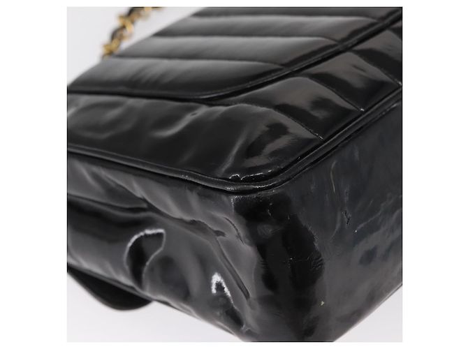 CHANEL Mademoiselle Borsa a Spalla con Catena Smalto Nero Oro CC Auth ka422 - vista 13