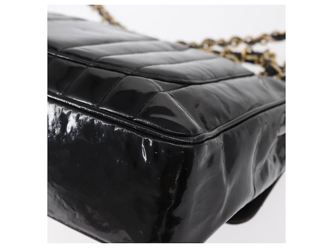 CHANEL Mademoiselle Borsa a Spalla con Catena Smalto Nero Oro CC Auth ka422 - vista 14
