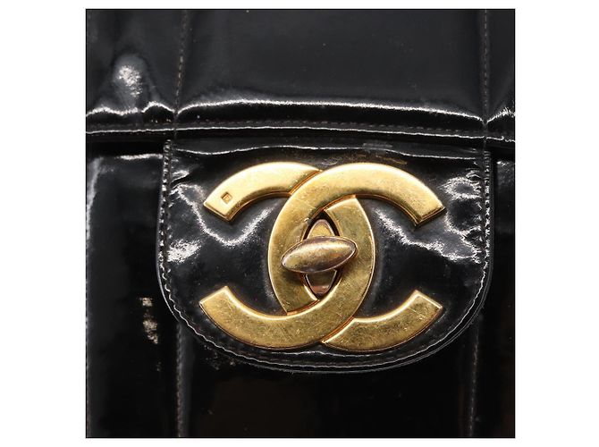 CHANEL Mademoiselle Borsa a Spalla con Catena Smalto Nero Oro CC Auth ka422 - vista 15