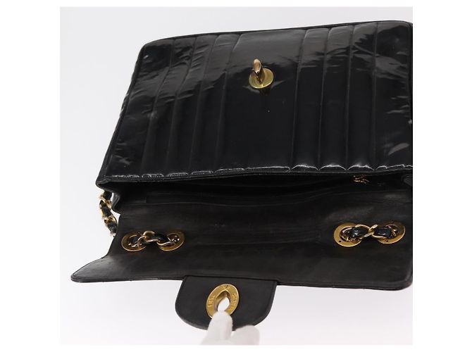 CHANEL Mademoiselle Borsa a Spalla con Catena Smalto Nero Oro CC Auth ka422 - vista 16