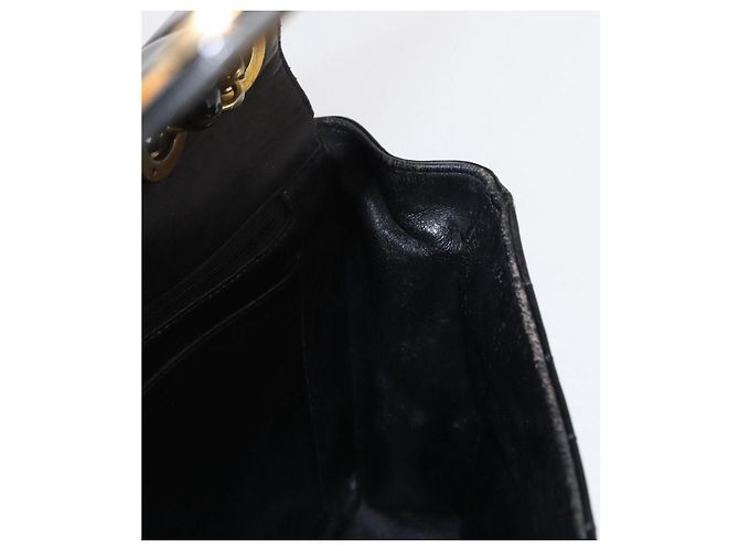 CHANEL Mademoiselle Borsa a Spalla con Catena Smalto Nero Oro CC Auth ka422 - vista 19