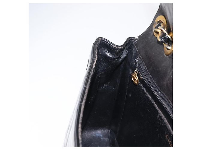 CHANEL Mademoiselle Borsa a Spalla con Catena Smalto Nero Oro CC Auth ka422 - vista 20