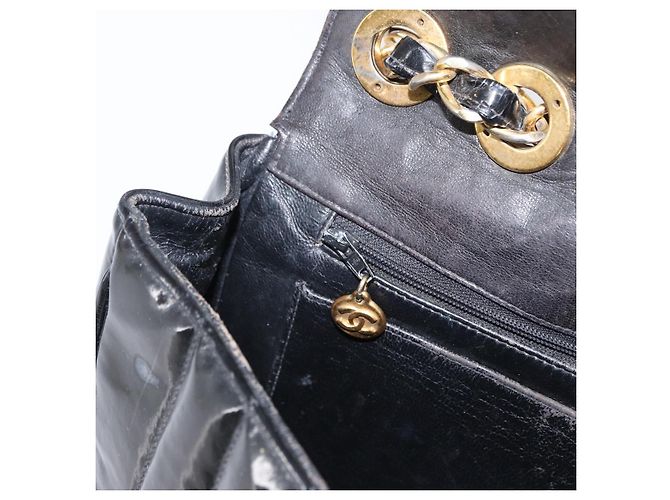 CHANEL Mademoiselle Borsa a Spalla con Catena Smalto Nero Oro CC Auth ka422 - vista 21